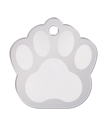 ID Tag Paw Brass Two-Tone Chrome Plated - Small